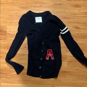 navy blue preppy cardigan